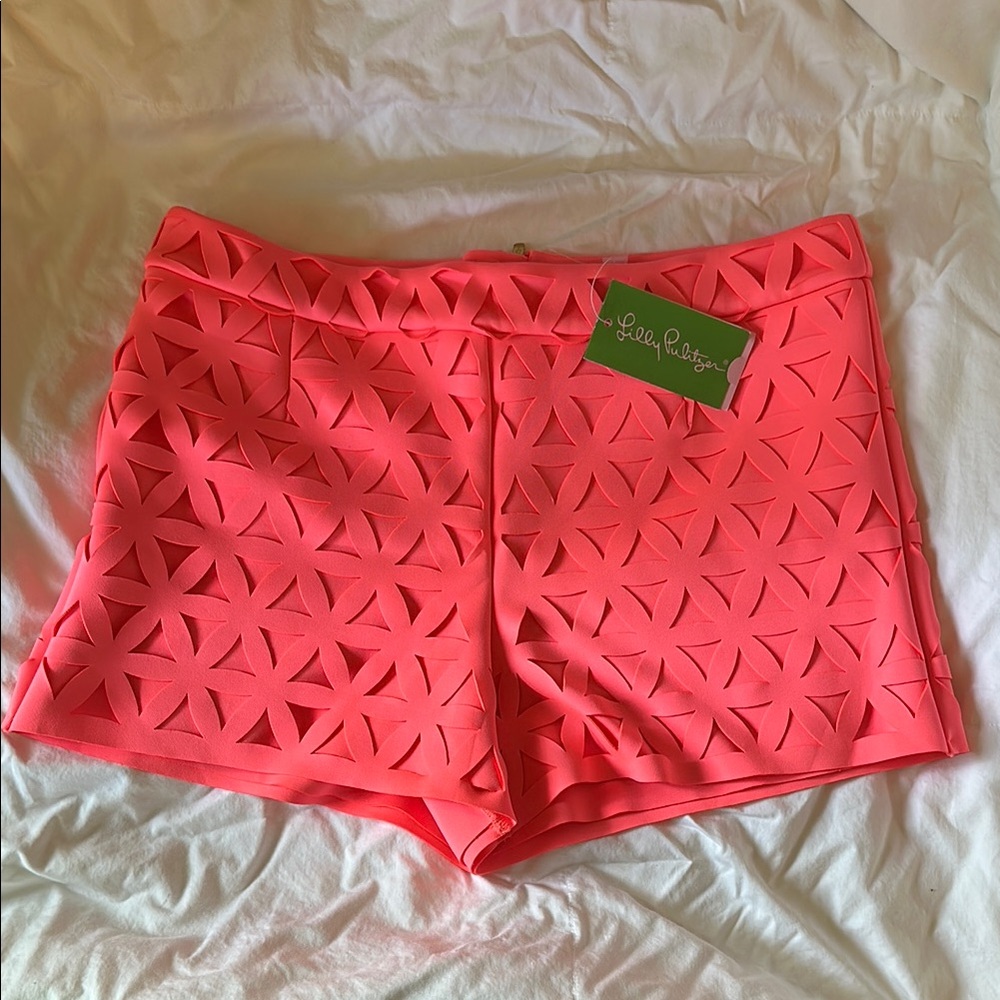 Lilly Pulitzer Pink High Waist Shorts with Textured Design